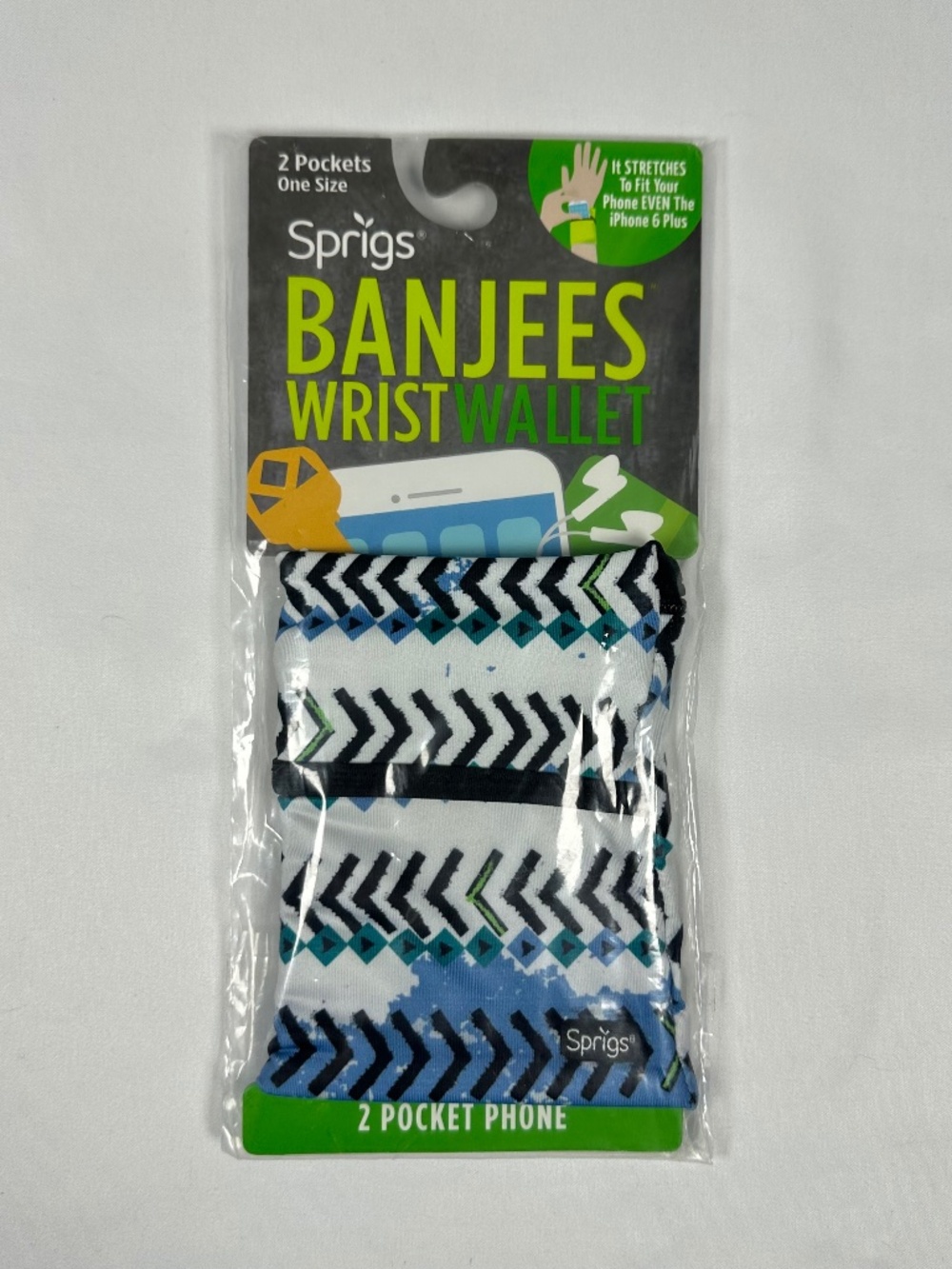 Banjees Wrist Wallet Sprigs 2 Pockets One Size Stretch Breathable Lightweight